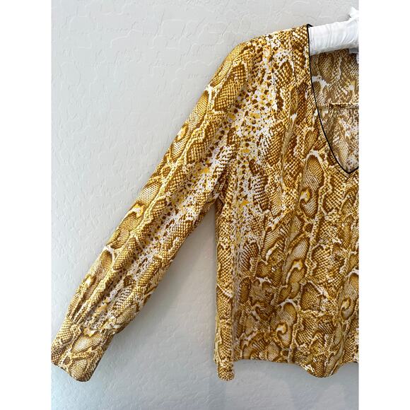 ANTHROPOLOGIE Current Air Snakeskin Blouse Animal Print VNeck Long Sleeve Medium - Picture 3 of 7